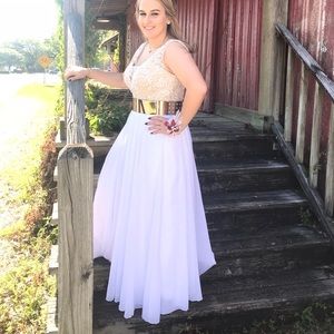White and Gold Prom/Evening Dress